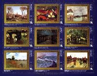 Европейская живопись, тип II, золотая-фиолетовая рамка, М/Л из 9м; 10.0 руб х 9