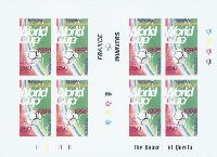 France - winner of Football World Cup, imperforated; M/S of 8v & 2 labels; 250 D x 8