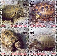 WWF, Turtles, block of 4v; 70 D x 4