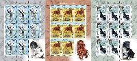 Fauna, Hunting Dogs, 3 M/S of 8 sets & label