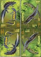 Belarus-Russia joint issue, Fauna, Newts, Tete-beche pair, 4v; "H", "P" x 2