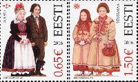 Folk costumes of Audru & Tõstamaa, 2v; 0.65, 1.50 EUR