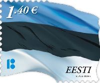 Государственный флаг Эстонии, самоклейка, 1м; 1.40 Евро