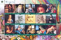 Personalized stamps, Painting, Leonardo da Vinci, М/S of 15v; 1.75 L х 15