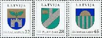 Definitives, Salaspils, Plavinas, Saulkrasti's Coats of Arms, 3v; 22, 28, 45s