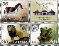 100y of Riga Zoo, 3v & label in strip; 35, 55, 60s