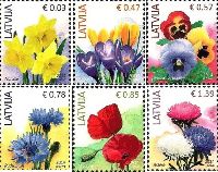 Definitives, Flowers, 6v; 0.03, 0.47. 0.57, 0.78, 0.85, 1.39 EUR