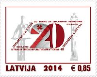 Совместный выпуск Латвия-Грузия, 20-летие дипломатических отношений, 1м, 0.85 Евро