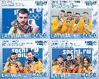 Latvian sportsmen - Olimpic prizers in Sochi’14, 4v; 0.50 EUR х 4