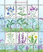 Definitives, Wild Flowers, М/S of 6v & 3 labels; 0.10, 0.25, 1.0, 2.0, 3.0, 5.0 L