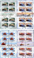 50y of Russian Atom Ice-breakers Fleet, 4 M/S of 8 sets & 2 labels