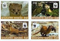 WWF, Mountain weasel, imperforated, 4v; 4.50, 5.0 S x 2