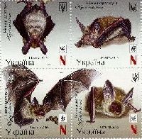 WWF, Bats, block of 4v; "N" x 4