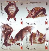 WWF, Bats, block of 4v imperforated; "N" x 4
